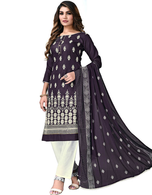 Navy Blue Cotton Palazzo Salwar Suits Closure View