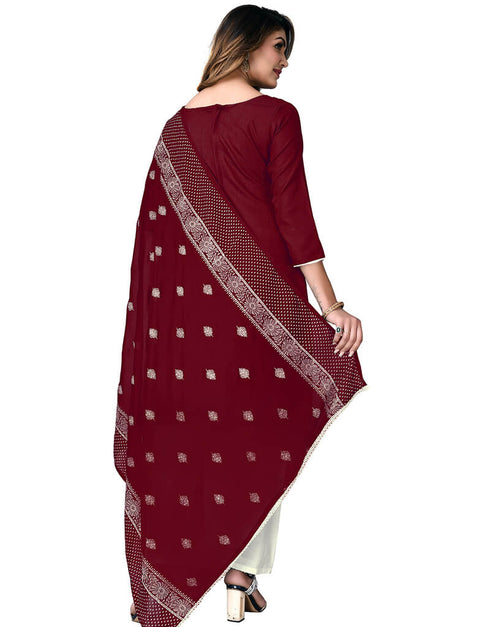 Maroon Cotton Palazzo Salwar Suits Back View
