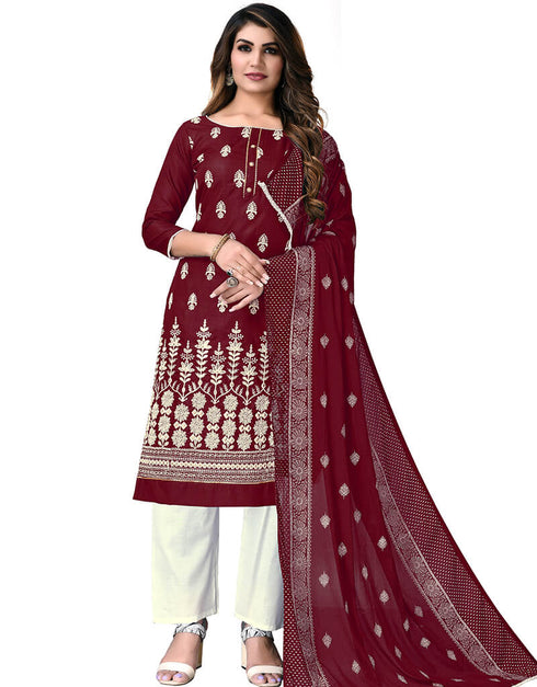 Maroon Cotton Palazzo Salwar Suits