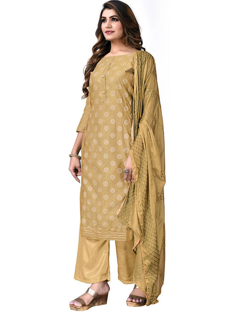 Champange Modal Chanderi Palazzo Salwar Suits Closure View