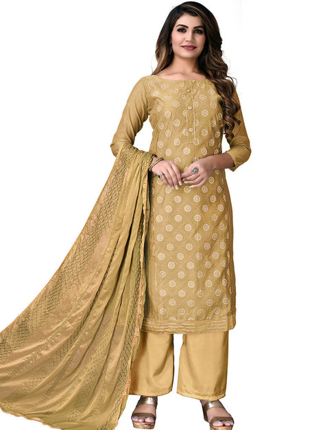 Champange Modal Chanderi Palazzo Salwar Suits