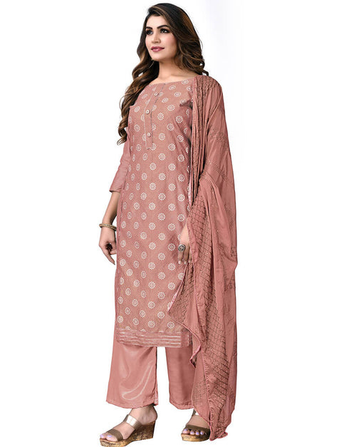Dusty Pink Modal Chanderi Palazzo Salwar Suits Closure View