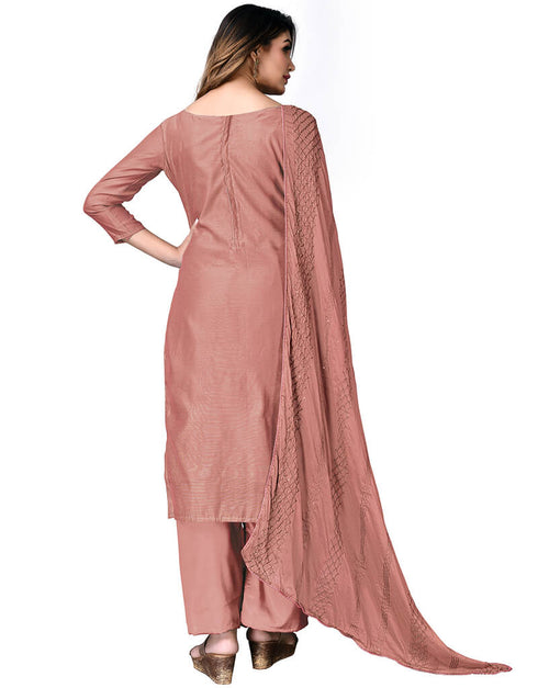 Dusty Pink Modal Chanderi Palazzo Salwar Suits Back View