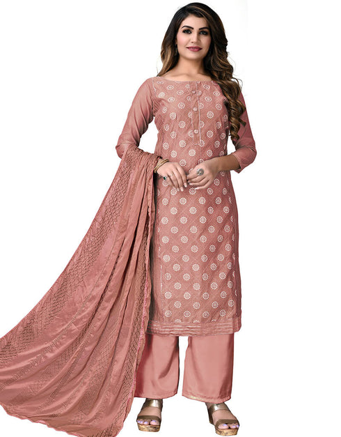 Dusty Pink Modal Chanderi Palazzo Salwar Suits