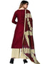 Maroon Cotton Palazzo Salwar Suits Back View