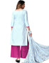 Ht Sky Blue Cotton Palazzo Salwar Suits Back View
