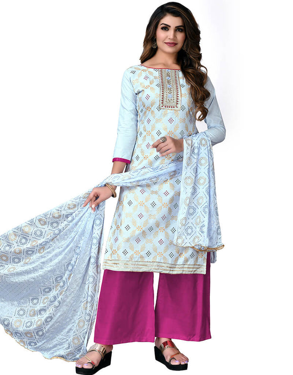 Ht Sky Blue Cotton Palazzo Salwar Suits