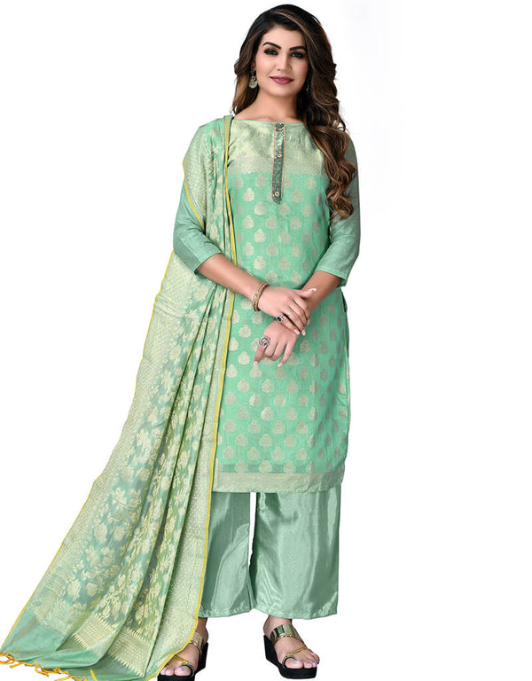 Mint Banarasi Jacquard Palazzo Salwar Suits