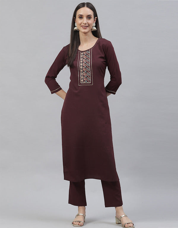 Rust Crepe Pant Suit