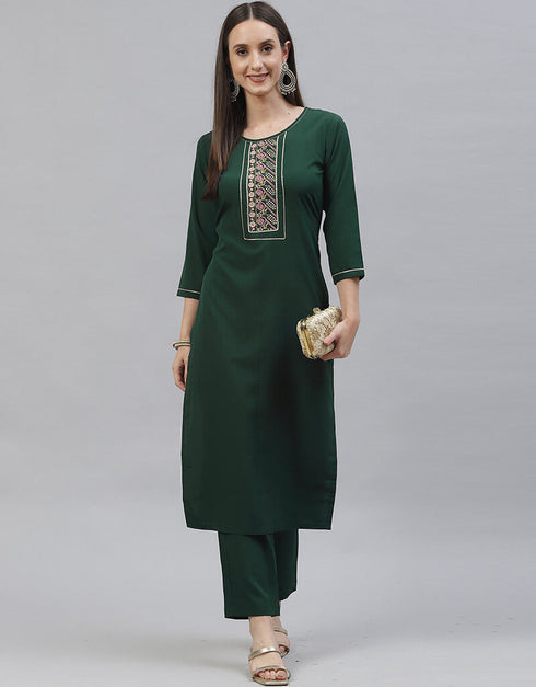Green Crepe Pant Suit