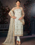 Light Sea Green Mono Net With All Over Cotton Chudidar Salwar Suit