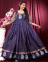 Blue Designer Party Wear Pure Silk Readymade Gown Closure View