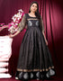 Black Designer Party Wear Pure Silk Readymade Gown Closure View