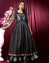 Black Designer Party Wear Pure Silk Readymade Gown