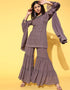Mauve Poly Georgette Sharara Suit