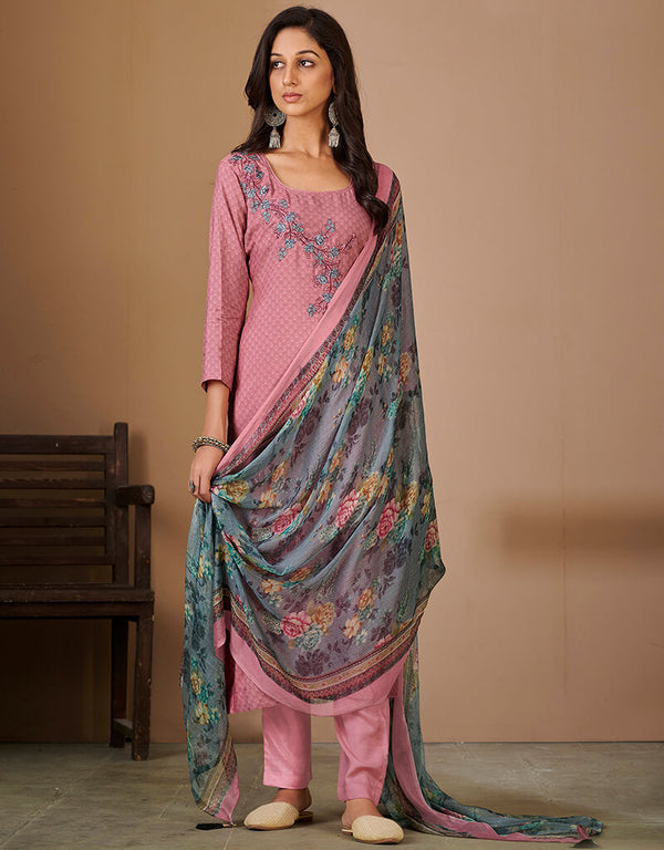 Pink Pure Maslin Pant Salwar Suit