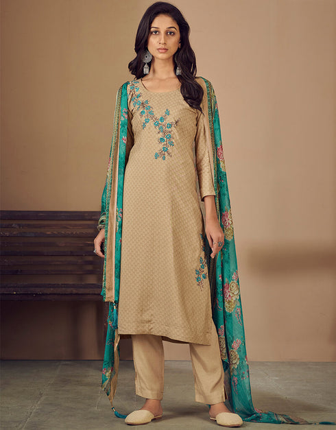 Champange Pure Maslin Pant Salwar Suit