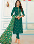 Green Chanderi Cotton Chudidar Salwar Suit