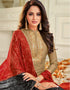 Beige Chanderi Cotton Chudidar Salwar Suit Closure View