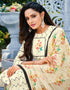 Cream Chanderi Cotton Chudidar Salwar Suit Closure View