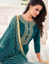 Teal Blue Chanderi Cotton Chudidar Suit Back View