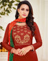 Rust Chanderi Cotton Chudidar Suit Closure View