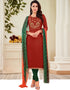 Rust Chanderi Cotton Chudidar Suit