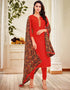 Red Chanderi Cotton Chudidar Suit