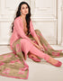 Light Pink Chanderi Cotton Chudidar Suit Closure View