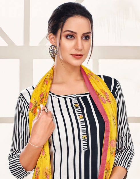 Multi Chanderi Cotton Chudidar Suit Closure View