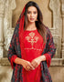 Red Chanderi Cotton Chudidar Suit Closure View