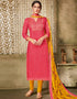 Pink Chanderi Cotton Chudidar Suit