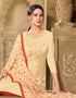 Cream Chanderi Cotton Chudidar Suit Back View