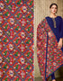 Blue Chanderi Cotton Chudidar Suit Closure View