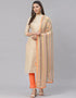 Beige Chanderi Cotton Pant Salwar Suit Closure View