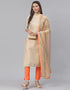 Beige Chanderi Cotton Pant Salwar Suit