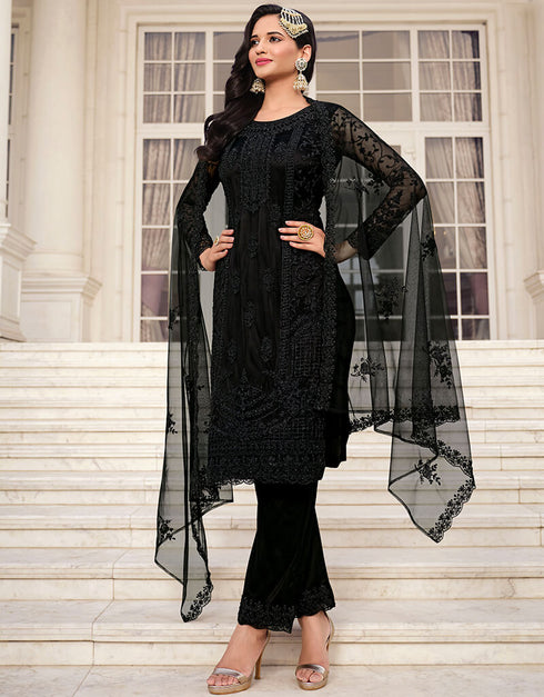 Black Butterfly Net Pant Suit