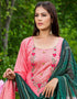 Pink Heavy 14Kg Rayon Pant Suit Closure View