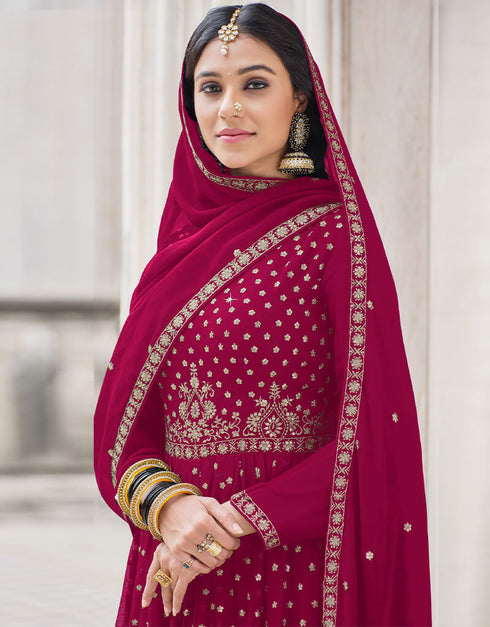 Pink Fox Georgette Palazzo Suit Closure View