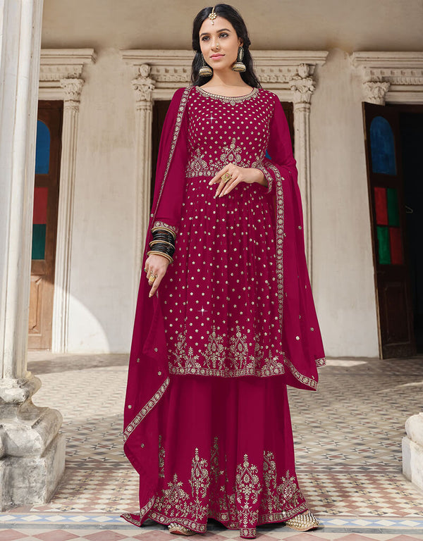 Pink Fox Georgette Palazzo Suit