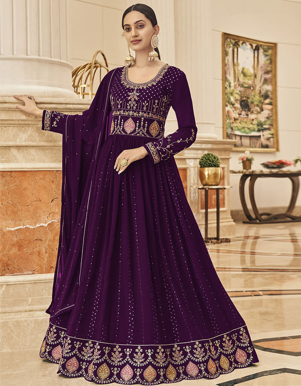 Purple Heavy Fox Georgette Anarkali Salwar Suit