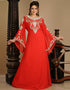 Chic Red Georgette Hand Embroidery Party Wear Kaftan