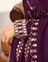 Purple Real Georgette Anarkali Suit Back View