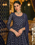 Navy Blue Real Georgette Lehenga Suit Closure View