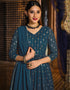 Teal Real Georgette Lehenga Suit Closure View
