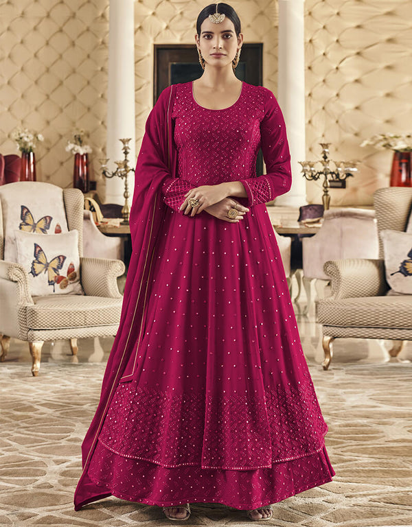 Magenta Fox Georgette Lehenga Salwar Suit
