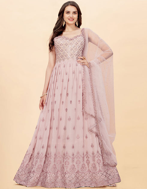 Baby Pink Heavy Fox Georgette Anarkali Salwar Suit
