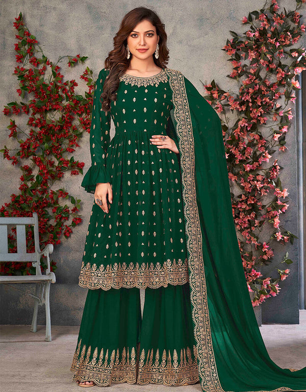 Green Fox Georgette Sharara Suit