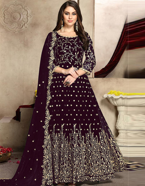 Purple Fox Georgette Anarkali Salwar Suit