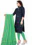 Navy Blue Chanderi Cotton Lengies Salwar Suit Back View